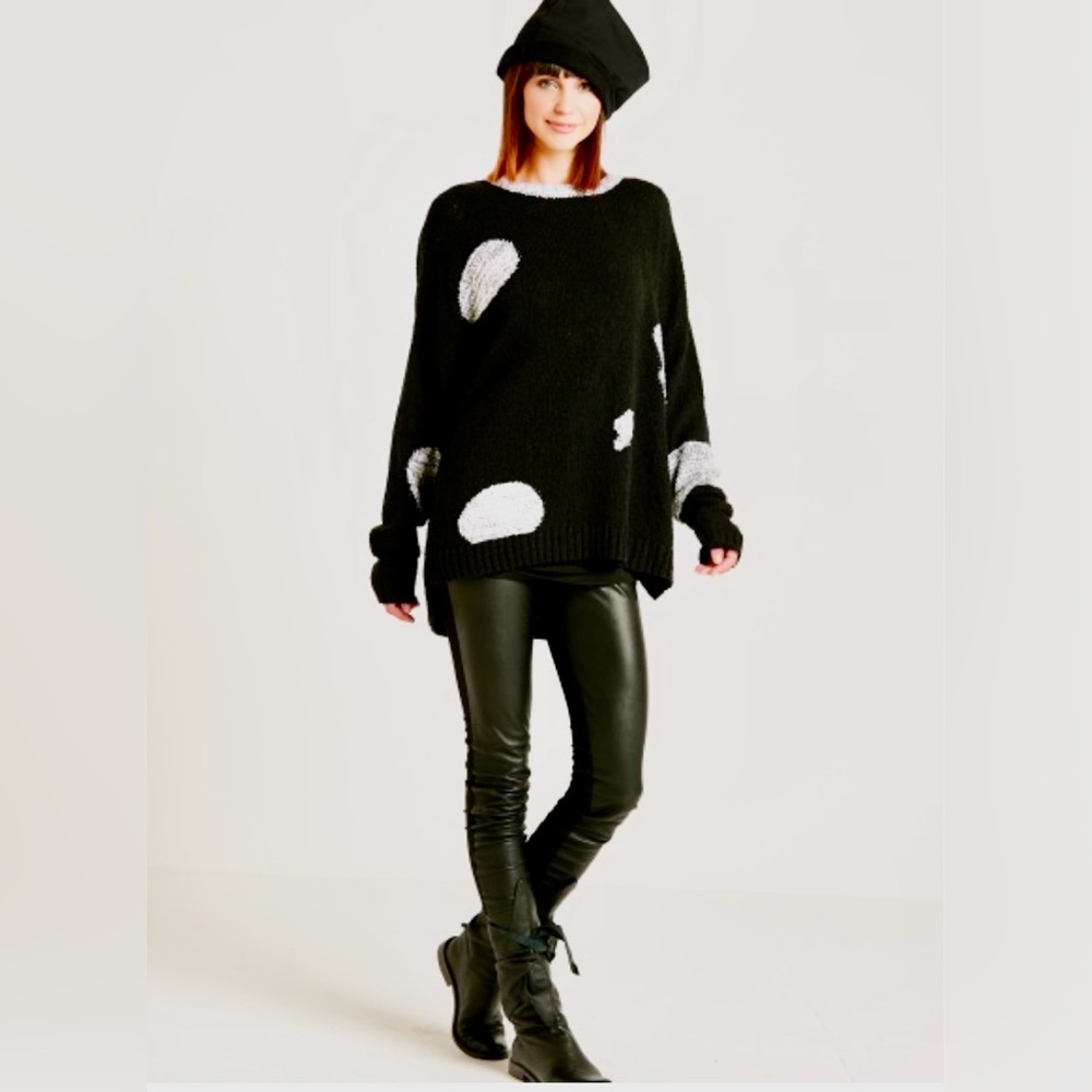 Black and White Cotton Sweater by Planet